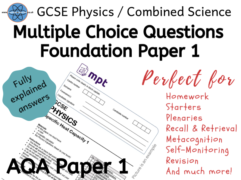 Multiple Choice Physics Paper 1 AQA questions - foundation combined science or separate #slop