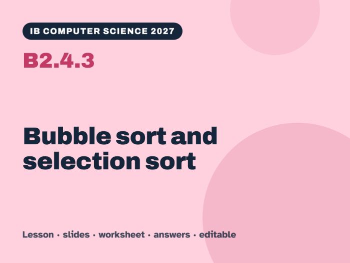 IB Computer Science 2027 – B2.4.3 Bubble sort and selection sort – Lesson & Worksheet