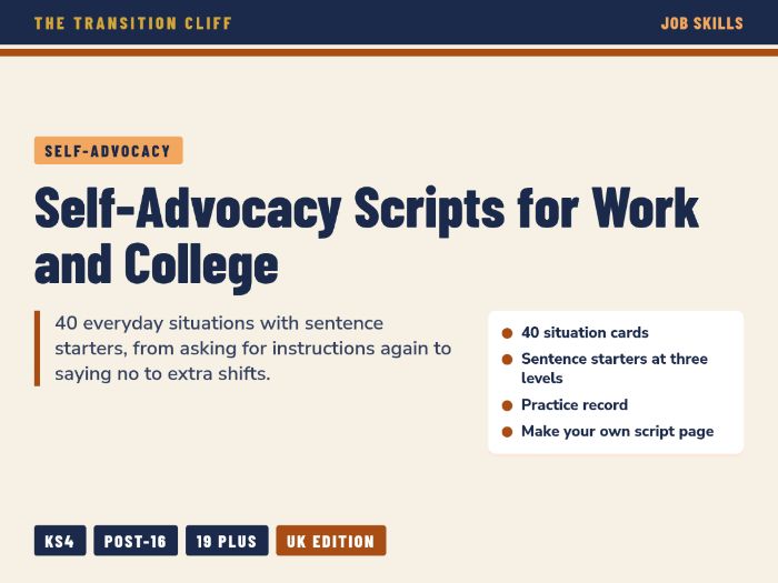 Self-Advocacy Scripts for Work and College: 40 Real Situations for Young People with SEND