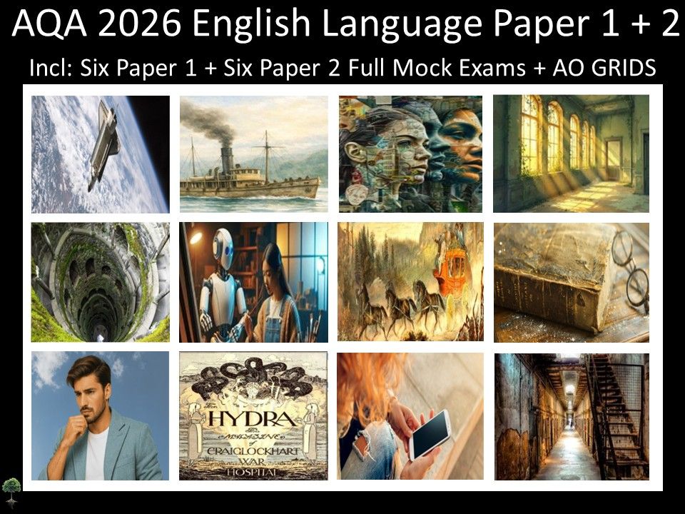 Twelve AQA 2026 GCSE English Language Paper 1 + 2 Mocks | AO GRIDS