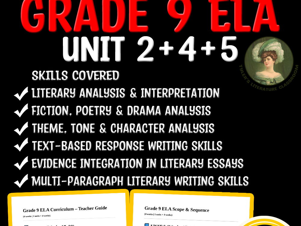 Grade 9 ELA Unit 2 & 4 & 5 | Literary Analysis Mastery Bundle