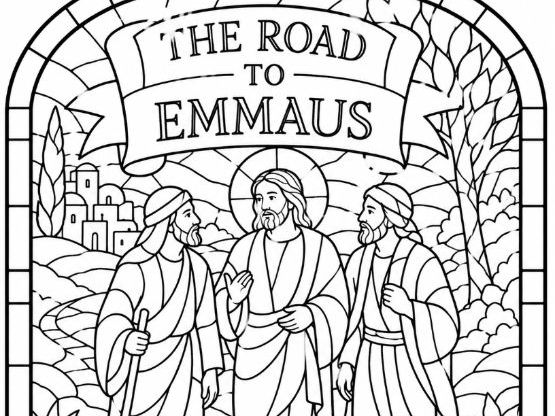 The Road to Emmaus Colouring Page New Testament Bible