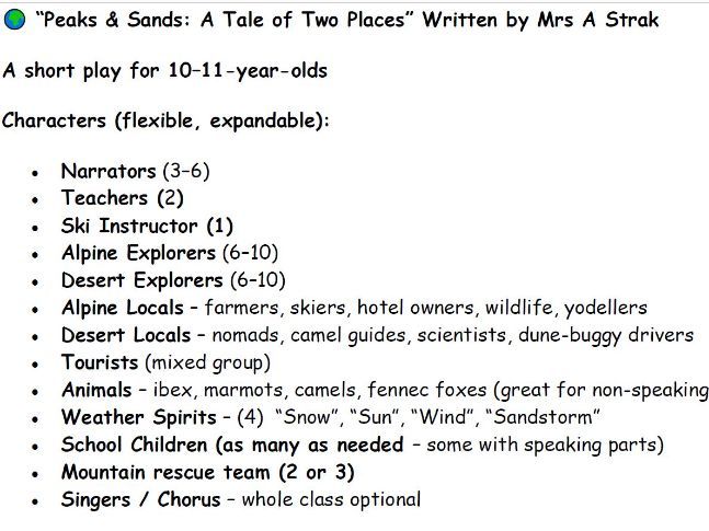 Peaks and Sands - A Tale of Two Places play script