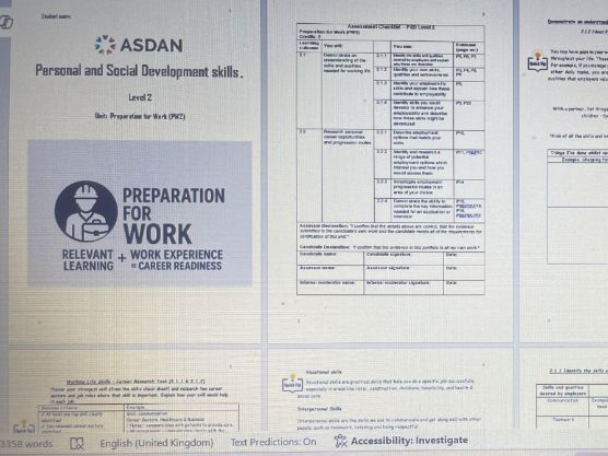 Asdan :Preparation for work Level 2 workbook (PW2)
