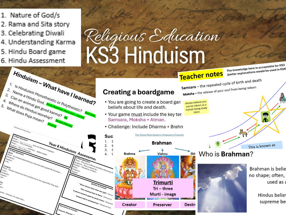 KS3 RE – Hinduism Complete Unit (6 Ls + Assessment).