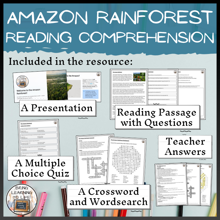 Amazon Rainforest Reading Comprehension Activities | Year 5 or Year 6 ...