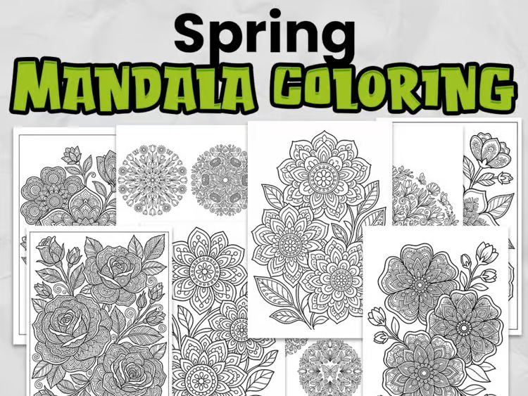 Spring Mandala Colouring Pages: 9 No-Prep Mindfulness Activities | KS1 & KS2
