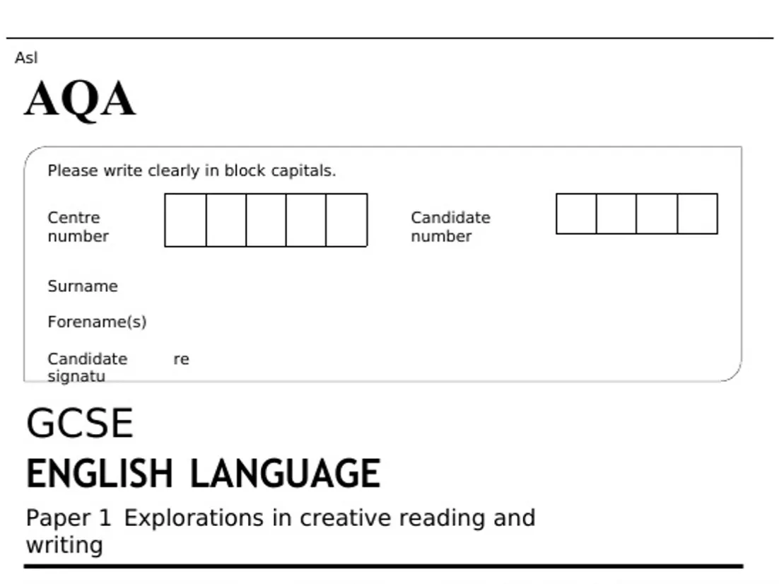 AQA - Language Paper 1 Section A Reading Revision
