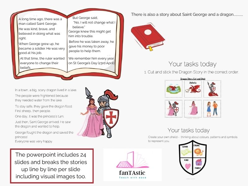 FREE St George’s Day Story & Dragon Tale – KS1 & LKS2 (Years 2–4) PowerPoint + FREE Worksheet
