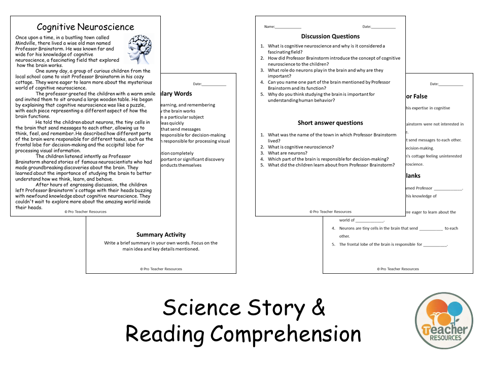 Cognitive Neuroscience Reading Science Story Comprehension Questions ...