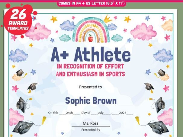 Editable Classroom Awards for Preschool, TK, Pre-K, Kindergarten, and 1st Grade, Recognition Set