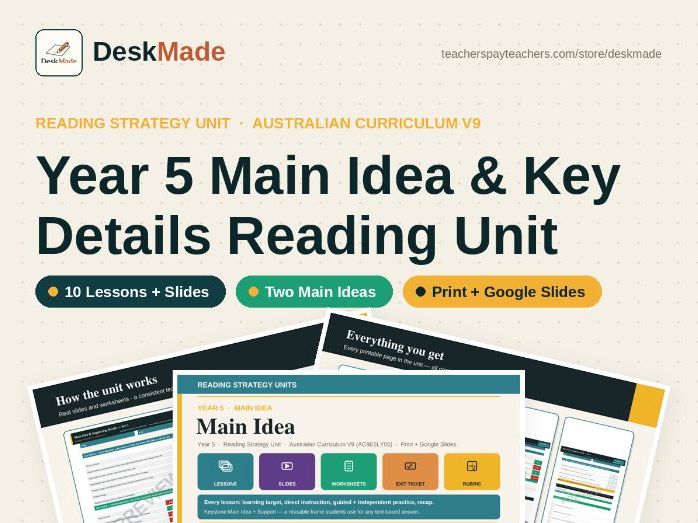 Year 5 Main Idea Reading Unit | Australian Curriculum V9