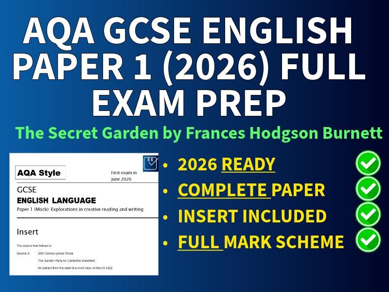 AQA Style GCSE English Language Paper 1 (2026) – The Secret Garden – Practice Paper Inc Mark Schemes