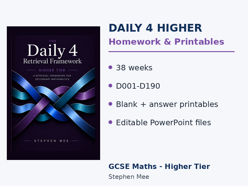 Daily 4 Higher: 38-Week Maths Homework