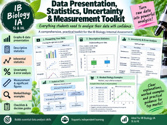 IB DP Biology IA Data Presentation, Statistics, Uncertainty and Measurement Toolkit