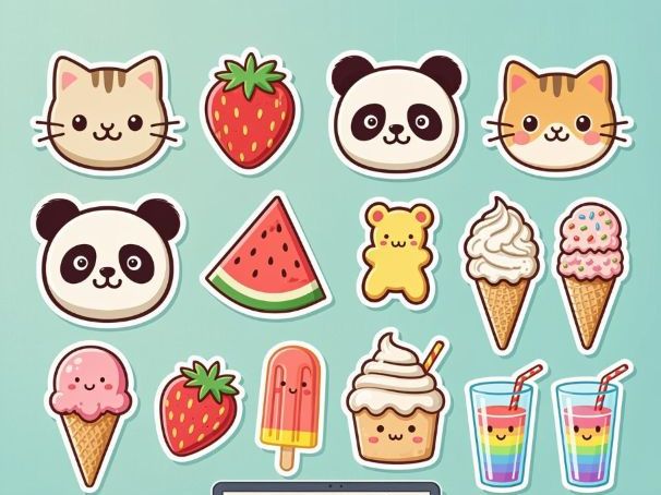 Kawaii Summer Treats Clipart | Cute Food & Animal Stickers
