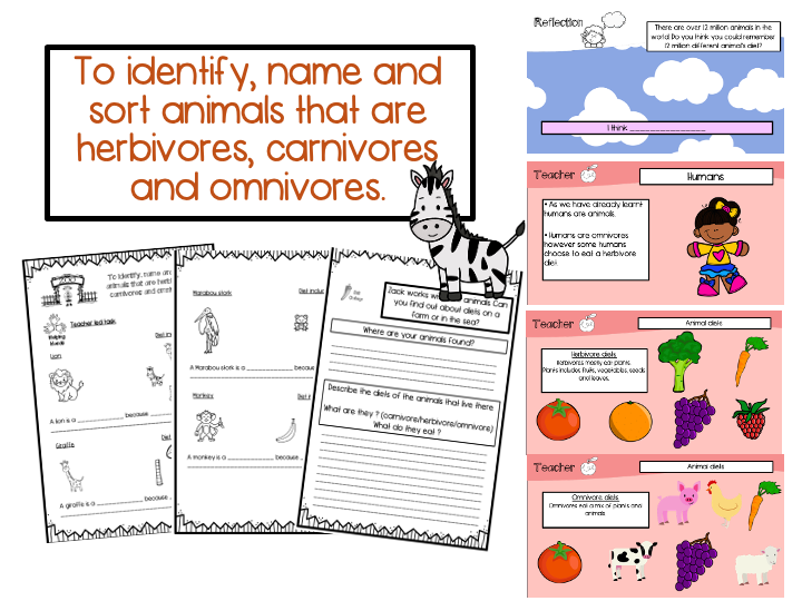 Year 1 To identify,name and sort animals that are herbivores, carnivores and omnivores
