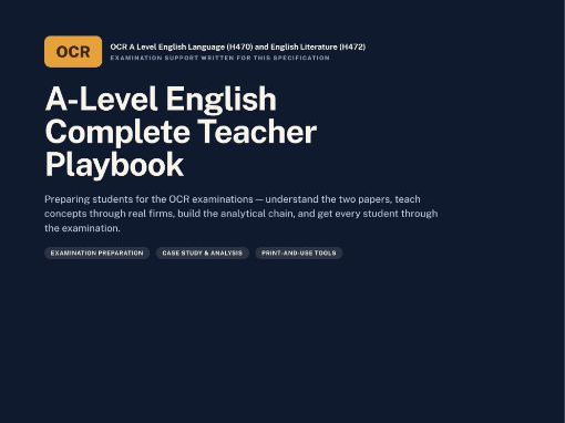 A Level English — OCR | Examination | OCR A Level English Language (H470) and English Liter