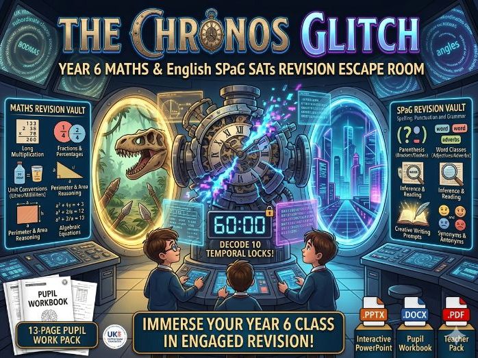 Year 6 Maths & English SATs Revision Escape Room - The Chronos Glitch