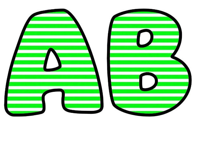 Green Horizontal Stripes Bubble Letters | Striped Bulletin Board Letters | Classroom Display Pack