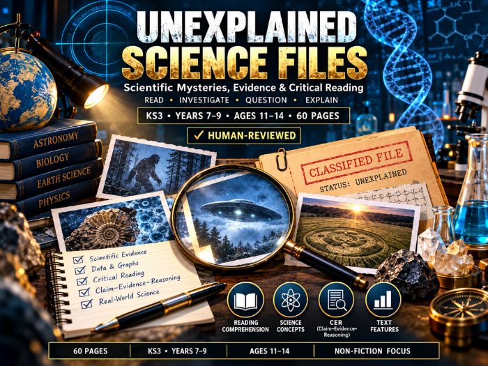 Unexplained Science Files | KS3 Science Mysteries & Critical Reading | Years 7–9 | 60 Pages