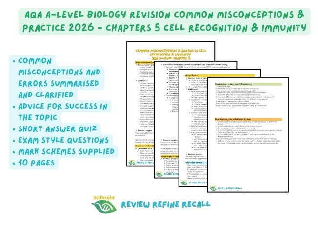 AQA A-Level Biology Revision Common Misconceptions & Practice 2026- Chapter 5 Immunity