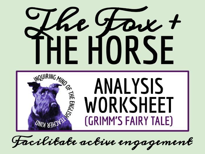 "The Fox and the Horse" Close Reading Analysis Worksheet | Grimm's Fairy Tale