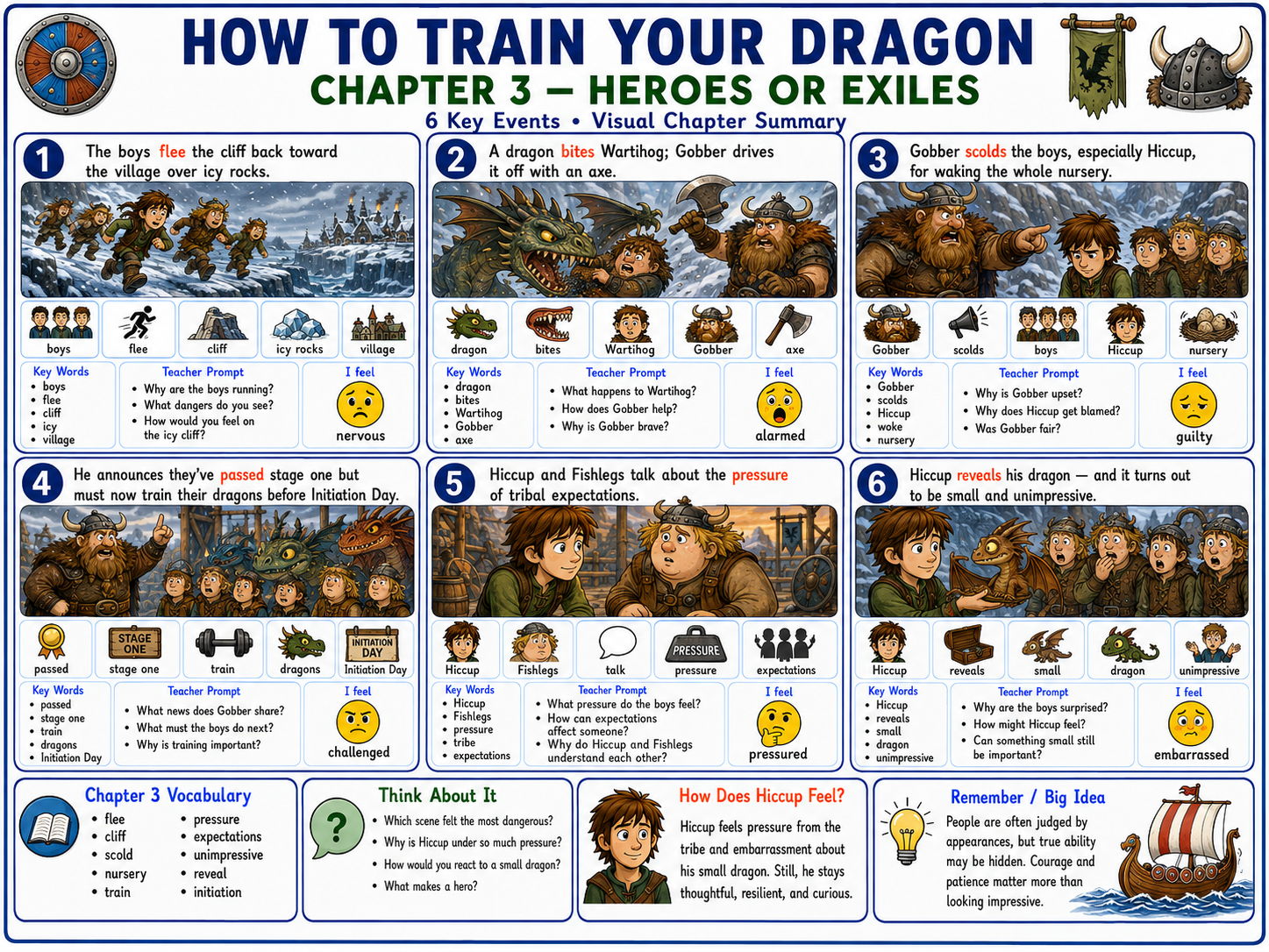 How to Train Your Dragon Chapters 1-5 Bundle | Visual Summaries & Worksheets | SEN, Lower Ability & KS3