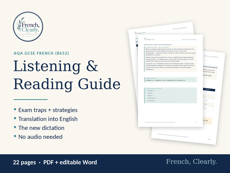 AQA GCSE French Listening & Reading Guide (8652) – Dictation, Translation & Exam Traps