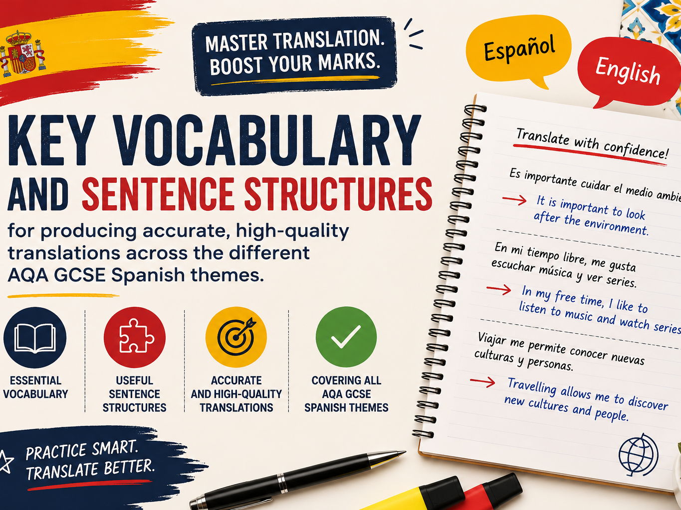 AQA Spanish translation practice - All theme - New specification.