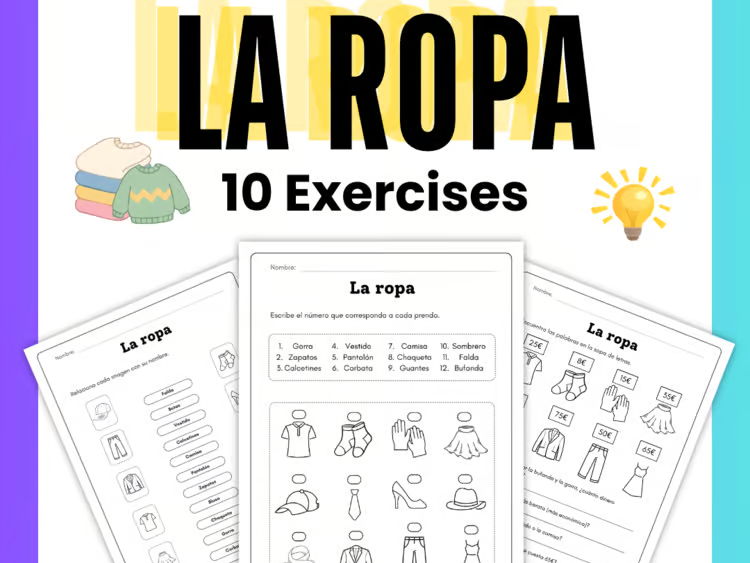 Spanish Clothing Vocabulary Worksheets | La Ropa Activities and Writing Practicee