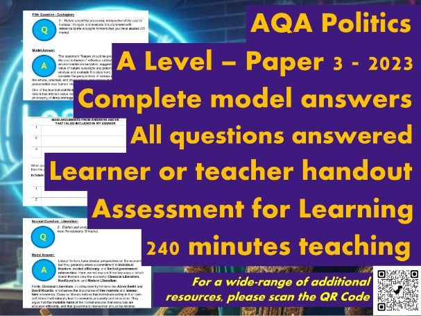 AQA A Level Politics Model Answers - Full Papers - Paper 3 - 2023 - Student/Teacher Handout