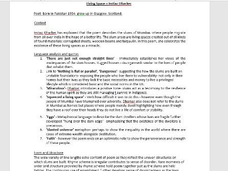 Gcse poetry comparison essay example image