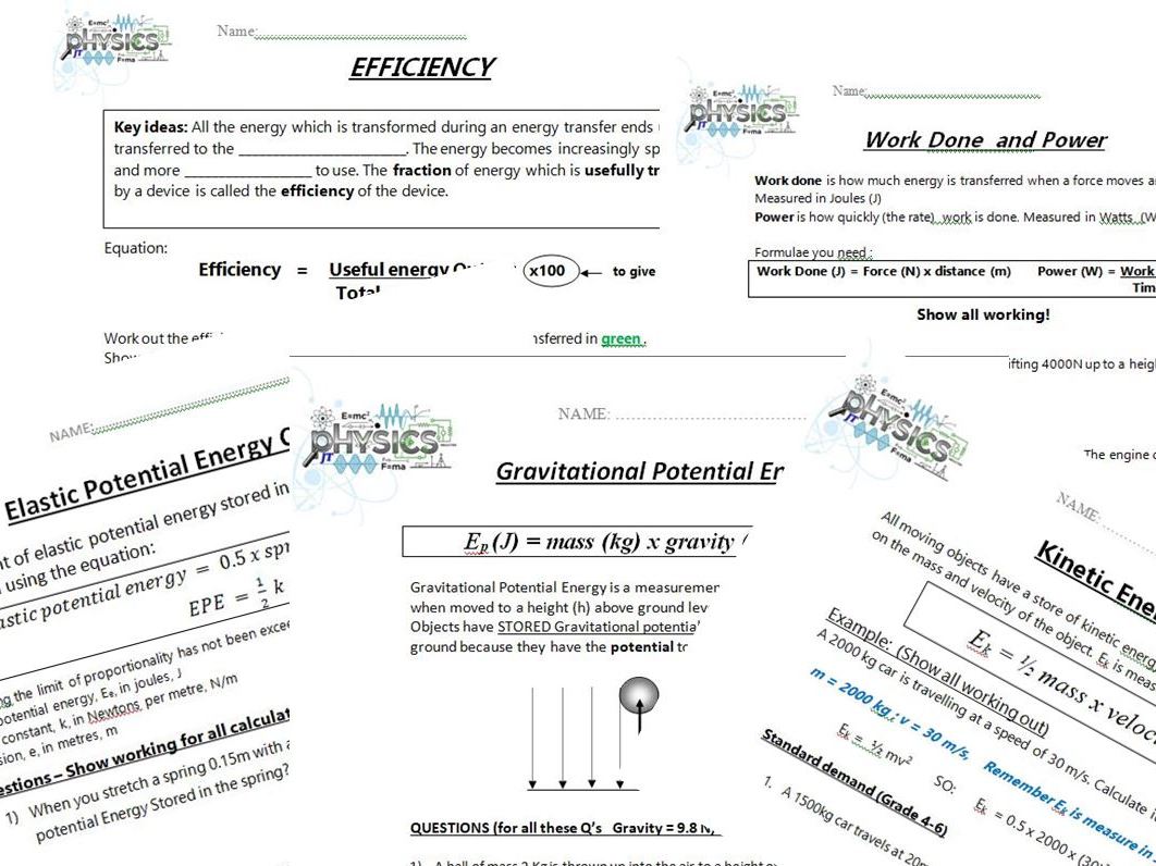 Energy Formulas Calculations Practice GCSE Physics