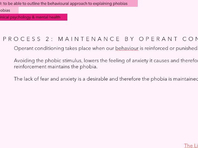 The behavioural approach to explaining phobias lesson (new spec 2027)