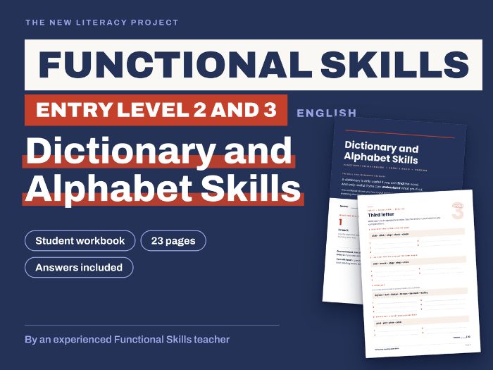 Functional Skills English Entry Level 2 and 3 Dictionary Skills and Alphabetical Order Workbook with