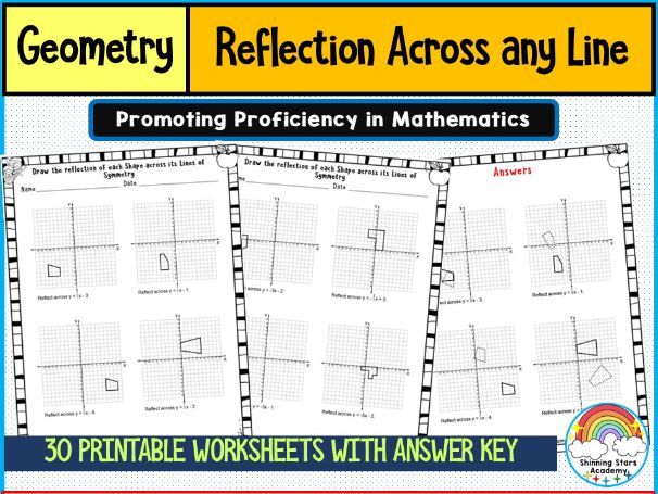 Reflection Across Any Line Worksheets | Geometry Transformations Practice
