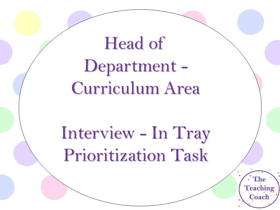 Head of Department Curriculum Area Faculty Interview In Tray