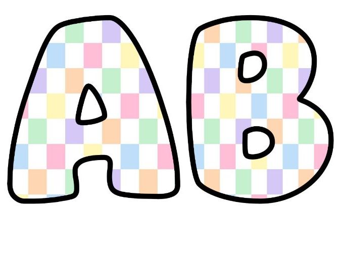 Pastel Checkerboard Bubble Letters | Patterned Bulletin Board Letters | Classroom Display Pack