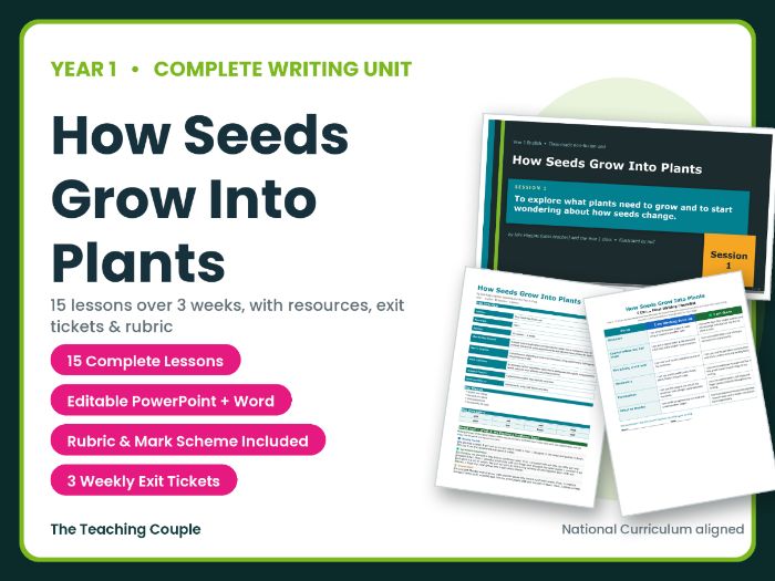 How Seeds Grow Into Plants | Year 1 English Unit | 15 Complete Lessons + Resources + Mark Scheme