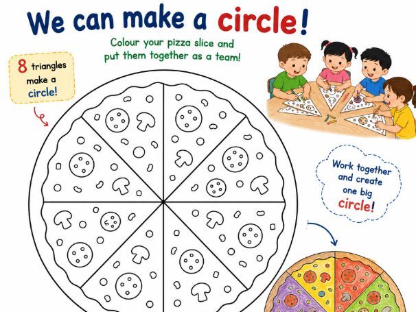 Pizza Shapes Fun – Circle & Triangle Team Activity