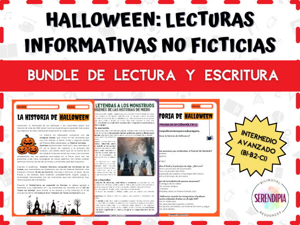 BUNDLE | Halloween Lecturas y Actividades | Halloween Spanish Reading Activities | Spanish B1-B2