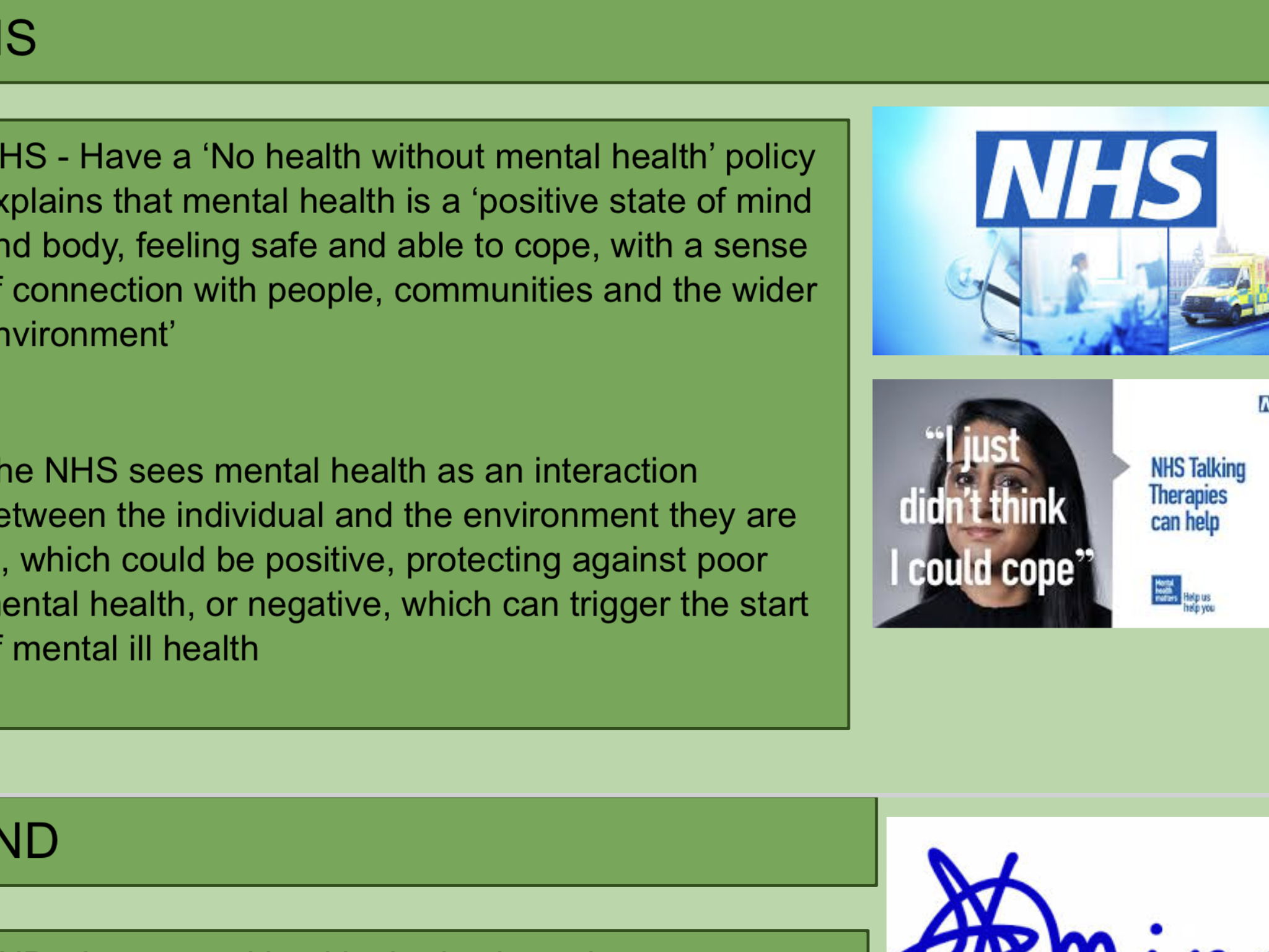 F093 Supporting people with mental health conditions TA1 - Definitions and views of mental health
