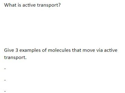 GCSE Active transport flipped learning task