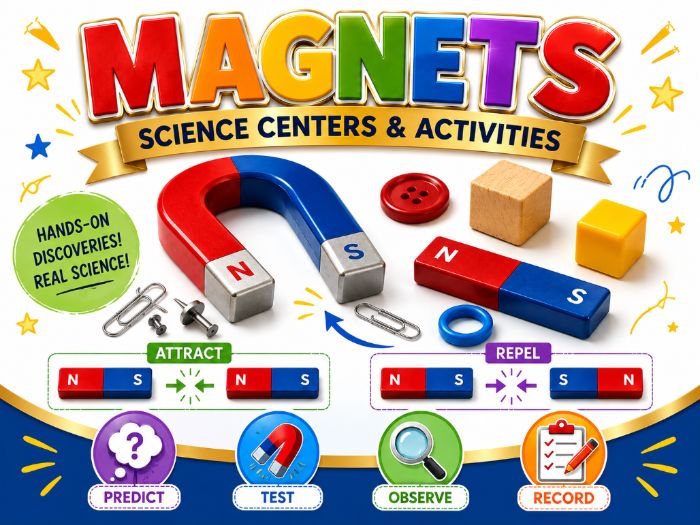 Magnets Science Activities & Worksheets | Magnet Experiments, Attract & Repel | K–2