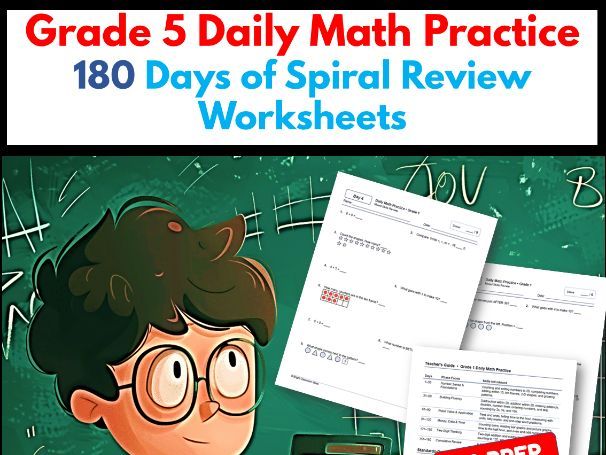 Grade 5 Daily Math Practice | 180 Days of Spiral Review Worksheets