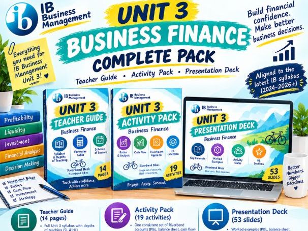 IB Business Management Unit 3; Finance - Complete pack (2024 syllabus)