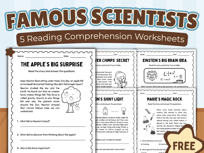 FREE Famous Scientists Reading Comprehension Worksheets | Science Passages