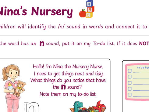 N Sound Phonics Worksheet (EYFS/KS1)