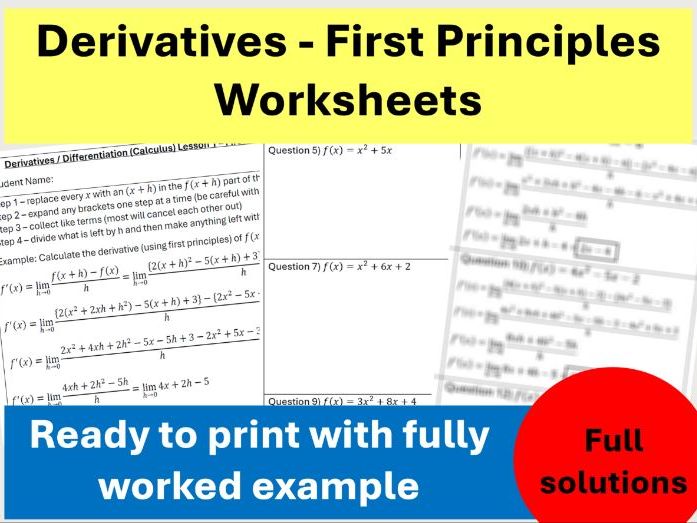 Worksheets - Derivatives (First Principles)